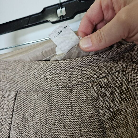 Anthropologie Tabitha A-Line Skirt Small Beige Tweed Linen Cotton Side Pockets 6 - Picture 5 of 9